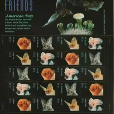 2002 Night Friends American Bats  First Class Postage Stamps (Value Stamp Not Forever)