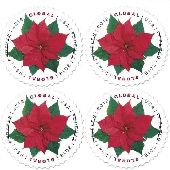 2018 Global Poinsettia International  First Class Forever US Postage Stamps