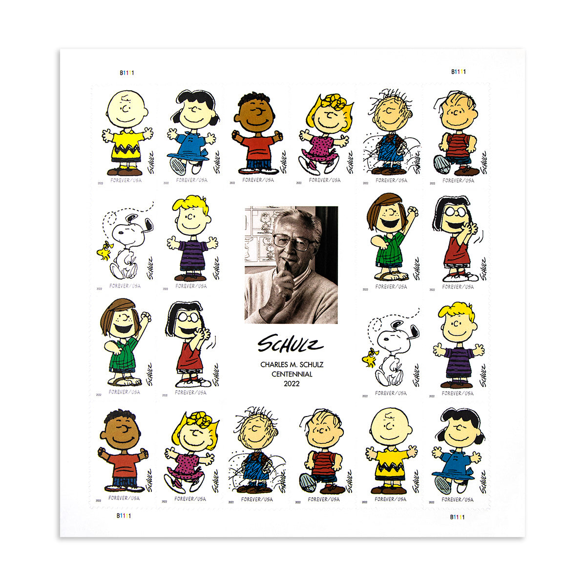 2022 Centennial of Cartoonist Charles M. Schulz's Birth With New Forever First Class Postage Stamps