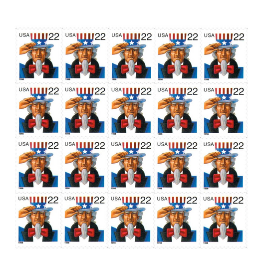 1998 22c Uncle Sam First Class Postage Stamps (Value Stamp Not Forever)