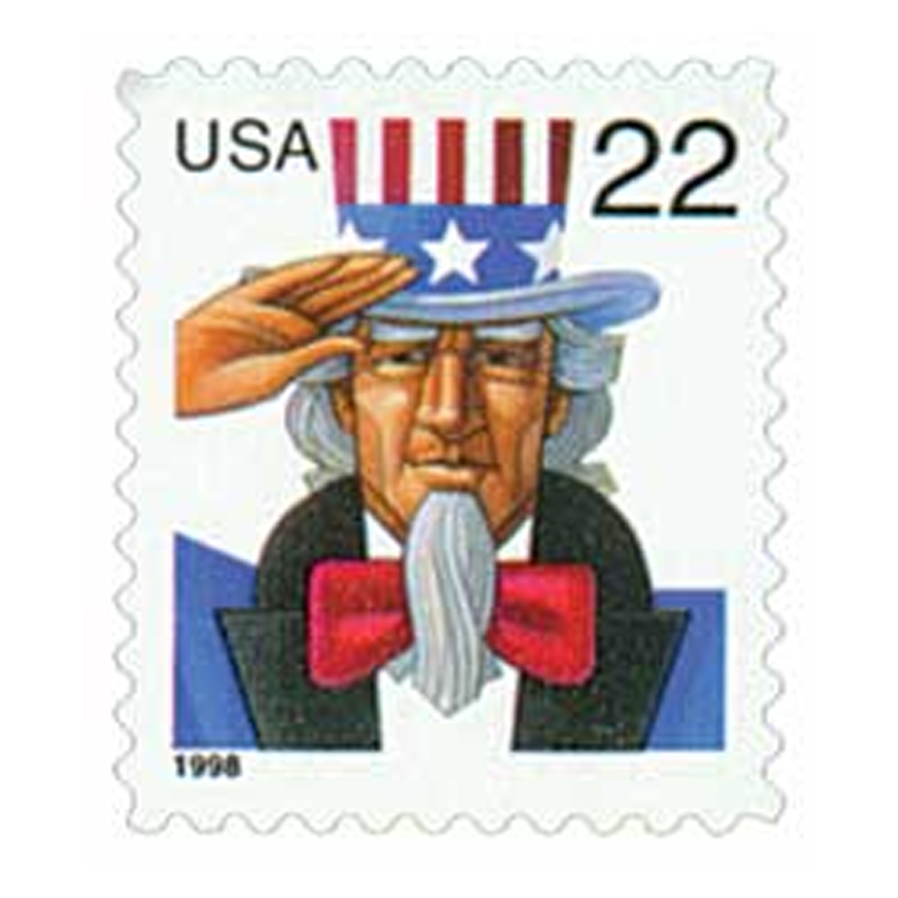 1998 22c Uncle Sam First Class Postage Stamps (Value Stamp Not Forever)