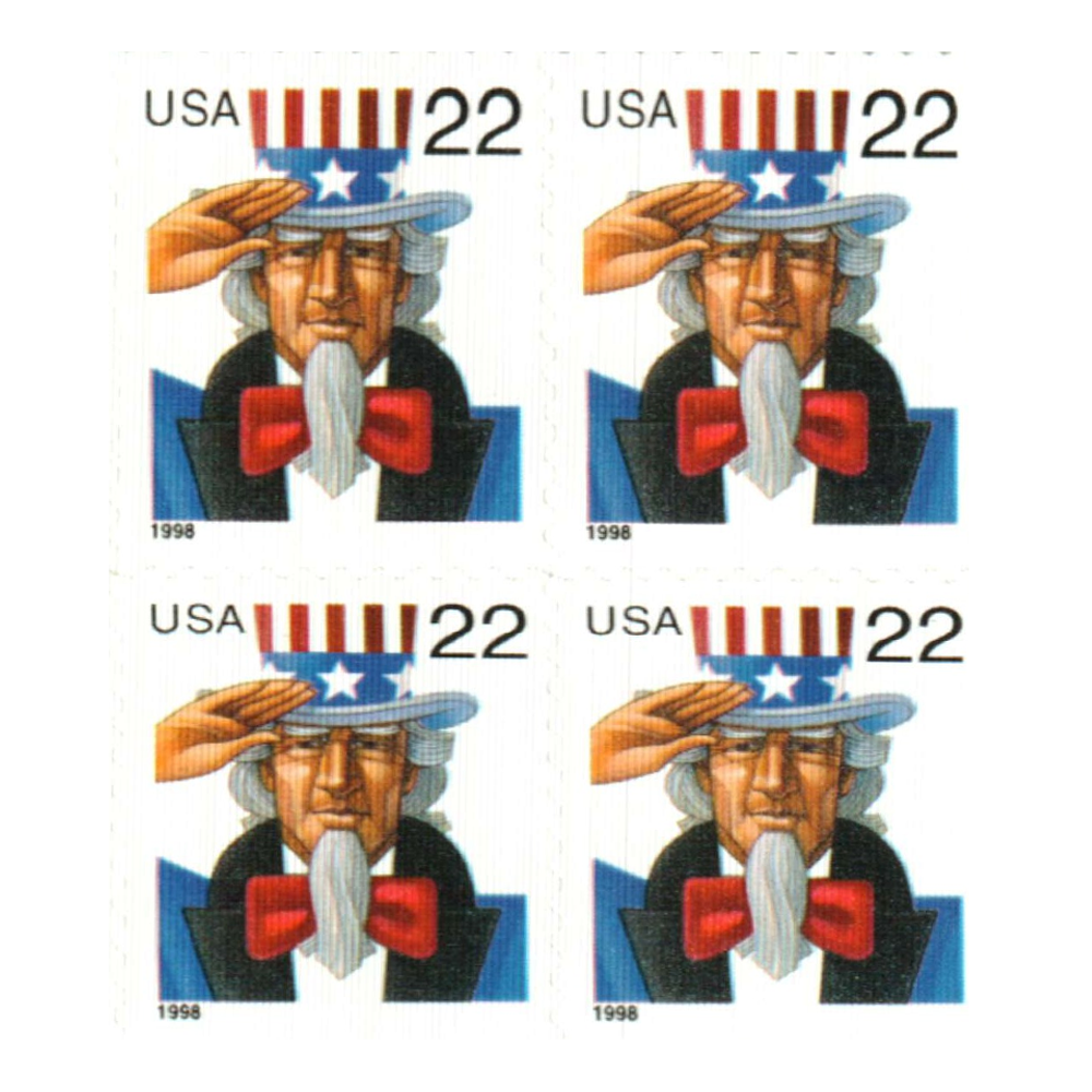 1998 22c Uncle Sam First Class Postage Stamps (Value Stamp Not Forever)