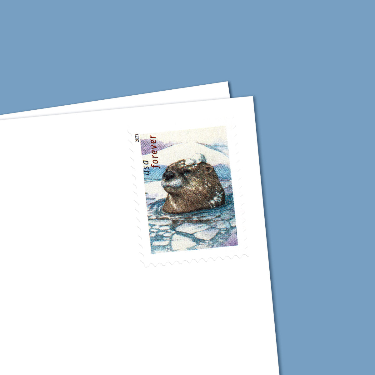 2021 Otters In Snow Forever First Class Postage Stamps