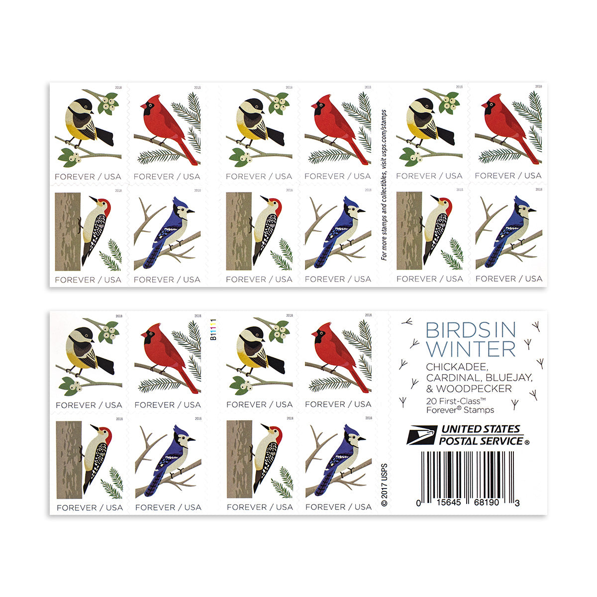 2018 Birds in Winter Forever First Class Postage Stamps