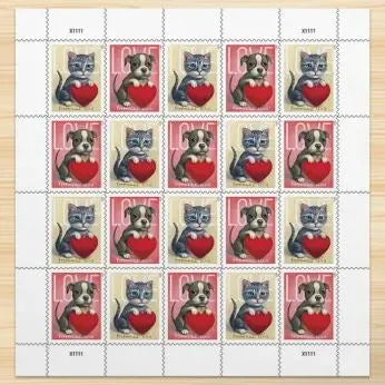 2023 Love Cat and Dog Heart Forever First Class Postage Stamps